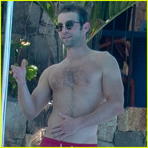 Chace Crawford Goes Shirtless, Practices His Golf Swing by the Pool in Cabo