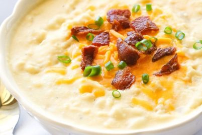 Creamy Potato Soup - A super easy soup that is thrown in the slow cooker. the-girl-who-ate-everything.com